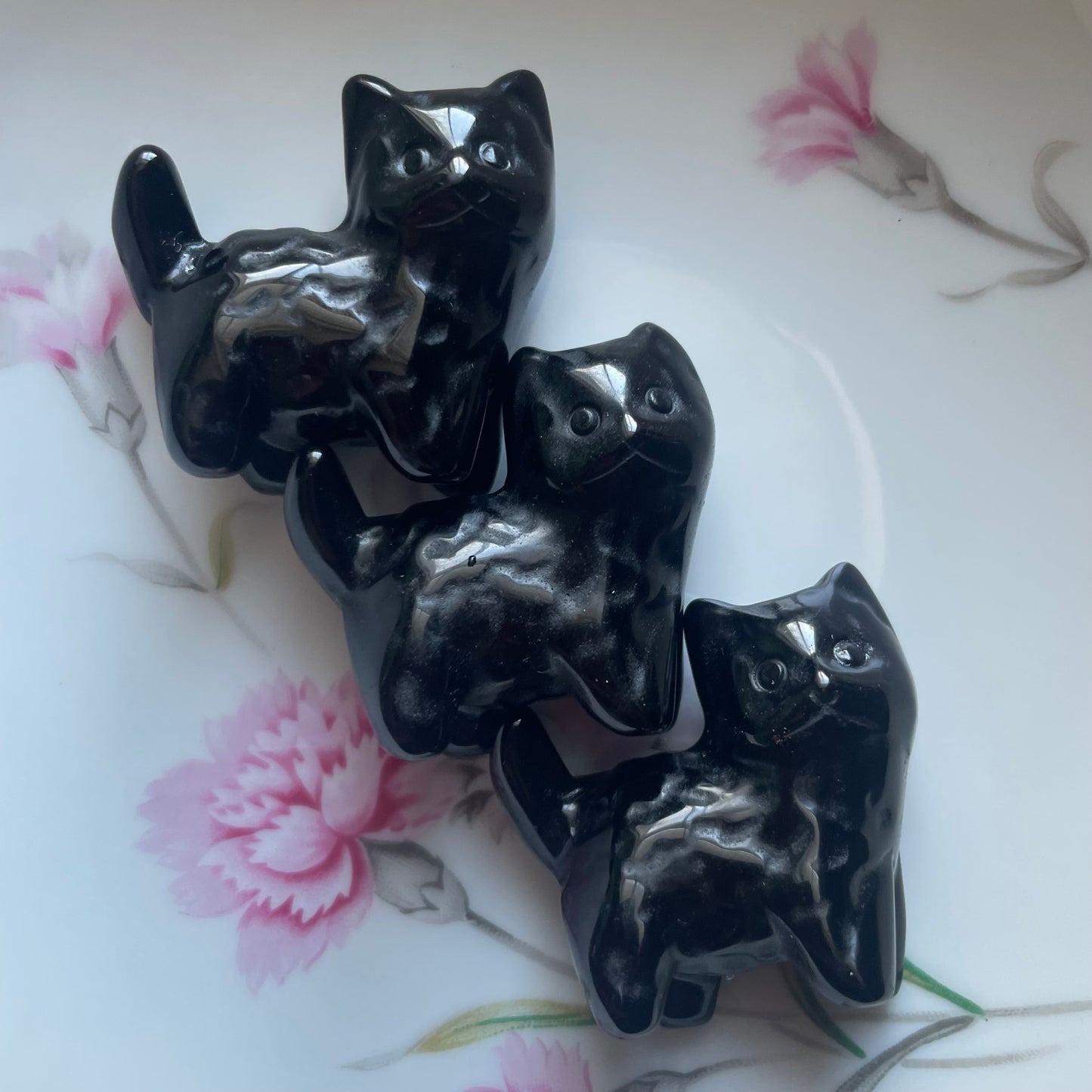 Black Obsidian Kitten Carving