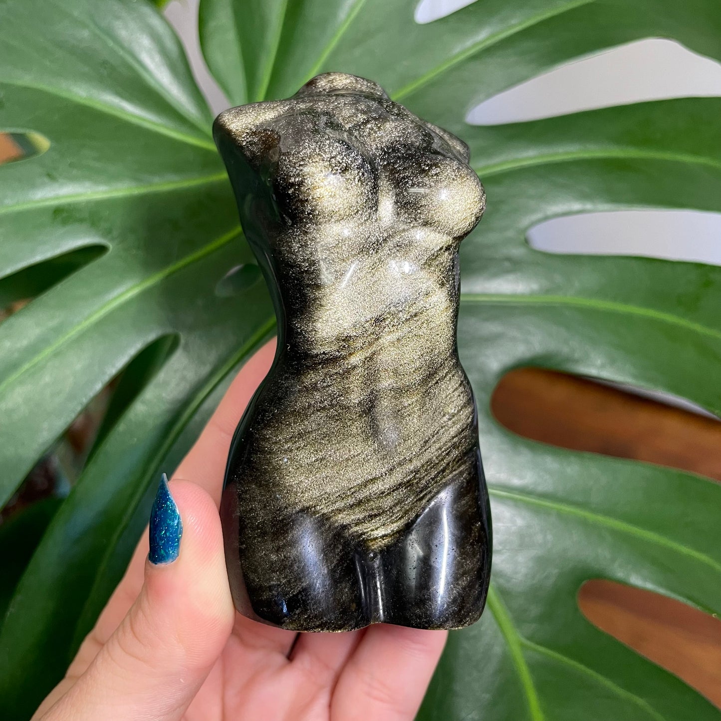 Gold Sheen Obsidian Goddess Body Carving