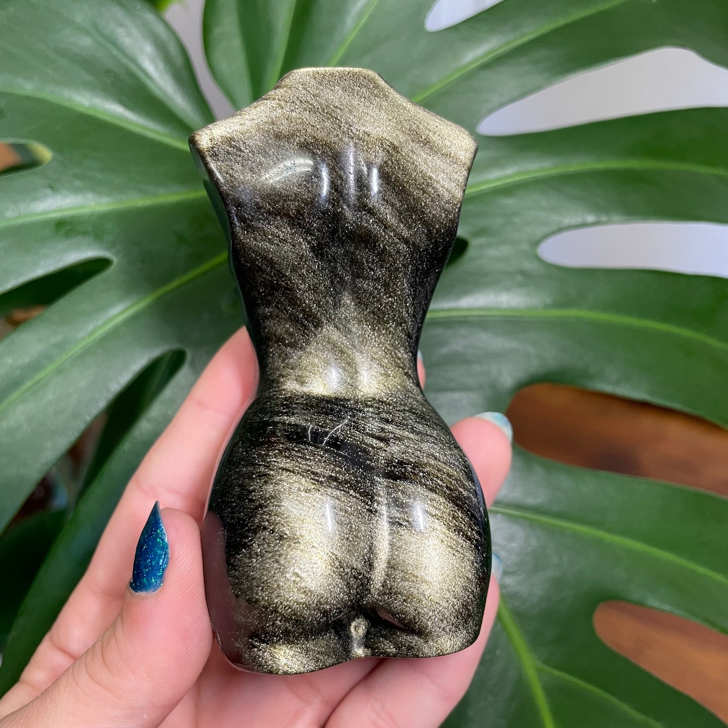 Gold Sheen Obsidian Goddess Body Carving