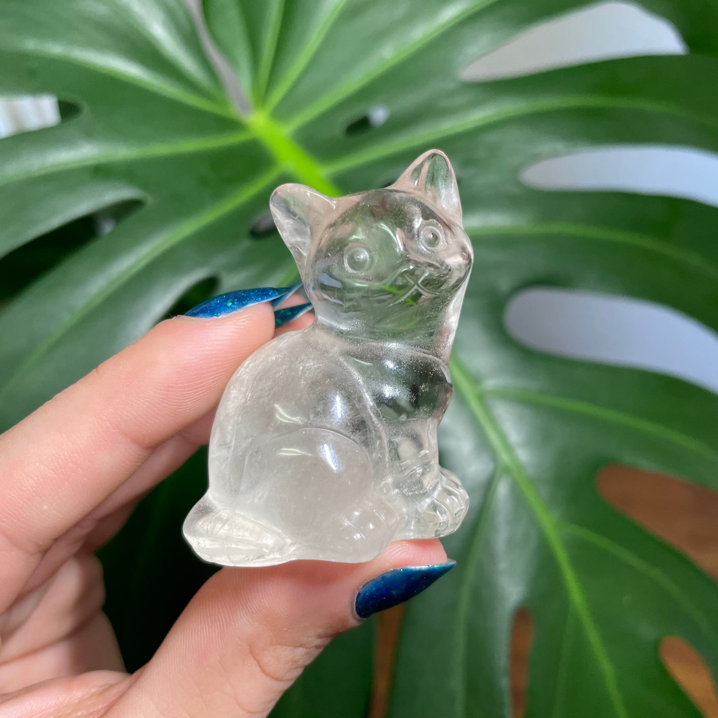 Clear Quartz Cat Carving