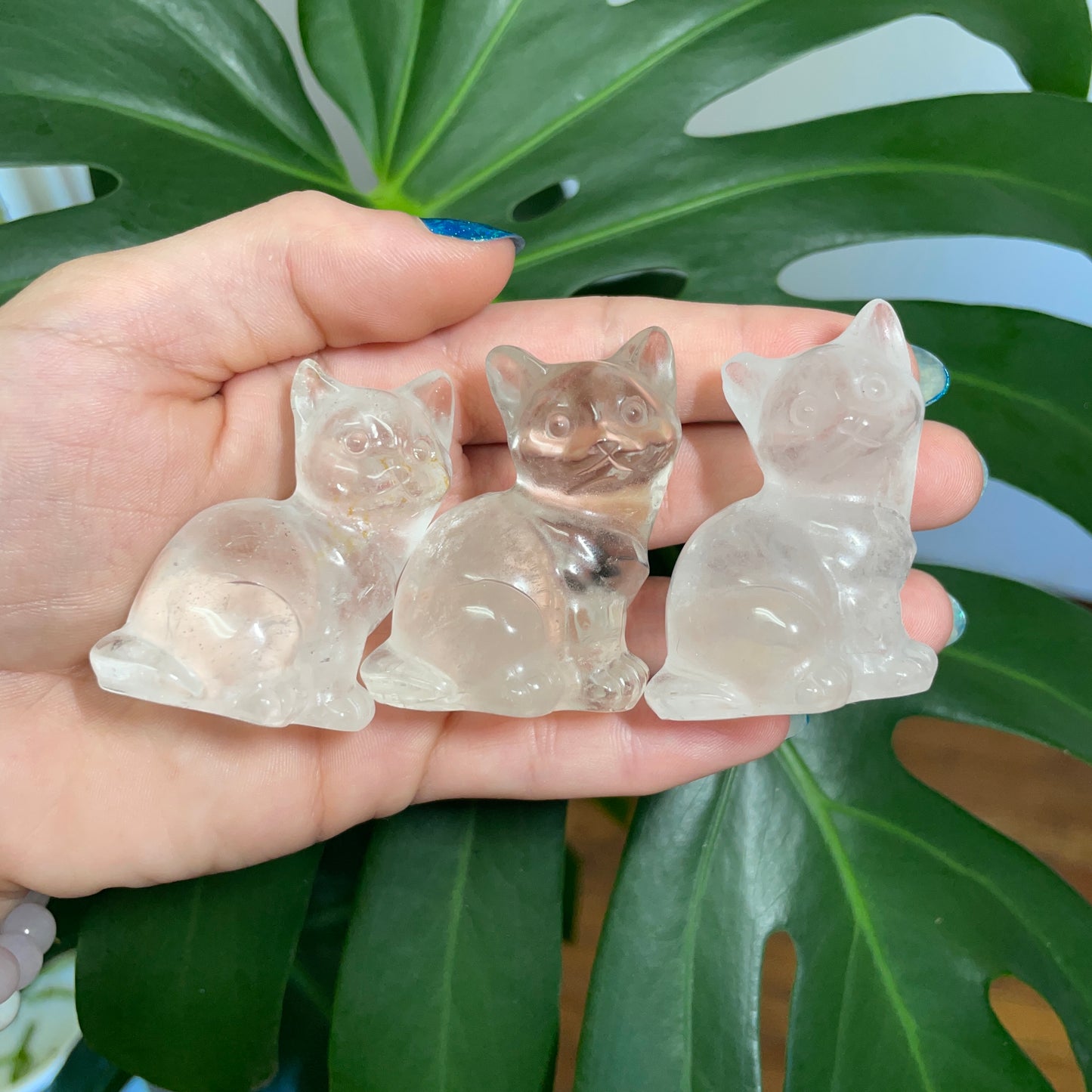 Clear Quartz Cat Carving