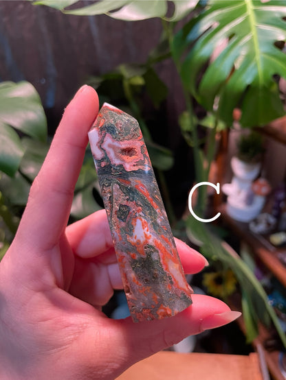 Red Moss Agate Towers