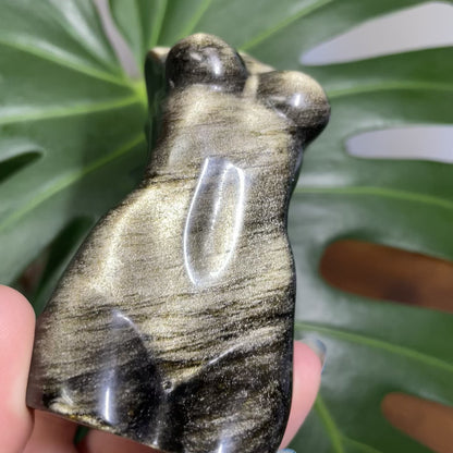 Gold Sheen Obsidian Goddess Body Carving